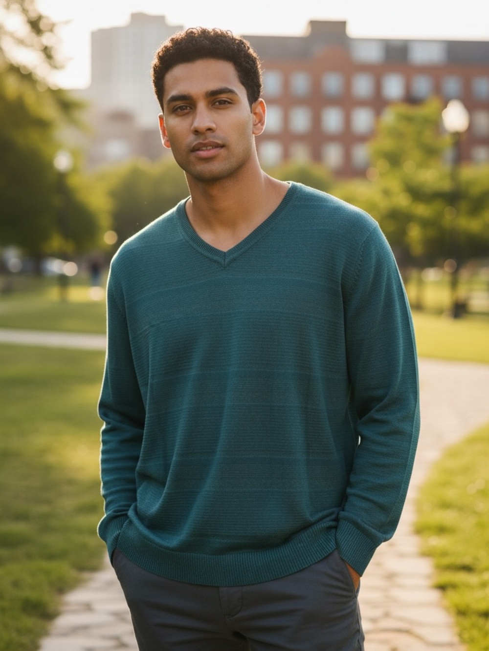 Alfani Men's Teal Green V-Neck Sweater slim fit size XXL NWT